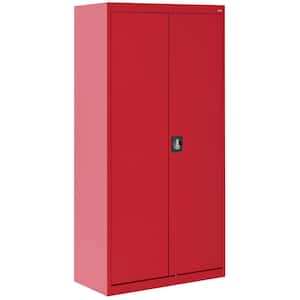 Elite 36 in. W x 72 in. H x 24 in. D Steel Combination Adjustable Shelves Freestanding Cabinet in Red