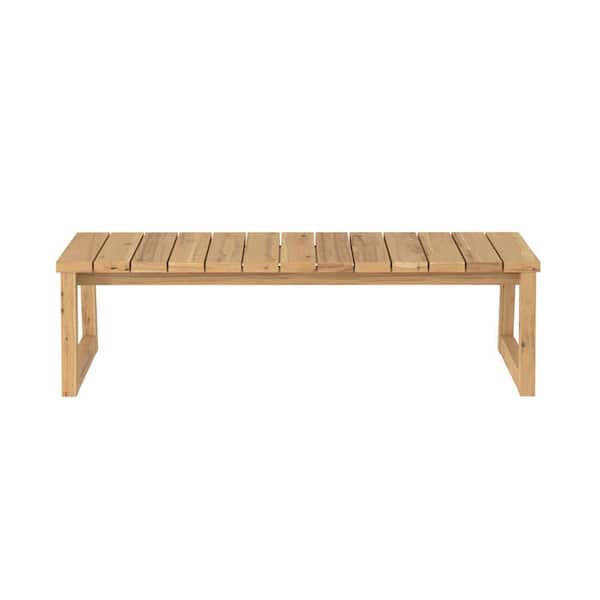 Welwick Designs Natural Modern Wooden Rectangle Outdoor Box-Leg Coffee Table