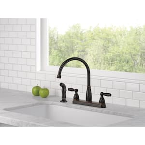Foundations 2-Handle Standard Kitchen Faucet with Side Sprayer in Oil-Rubbed Bronze