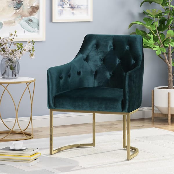 McDonough Teal Velvet Tufted Side Chair