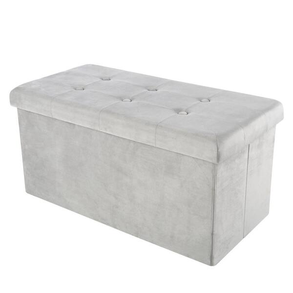 Lavish Home Storage Ottoman - Velvet Tufted Footrest, Toy Chest, or Bench Organizer with Removable Lid (Gray)