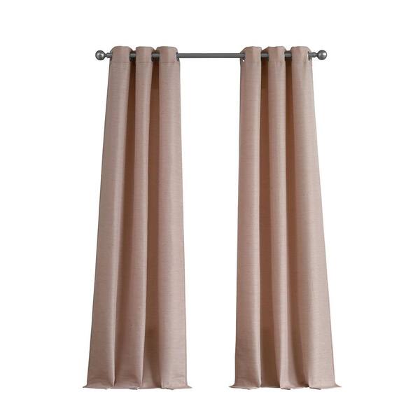 Tribeca Blush Faux Silk Grommet Light Filtering Curtain - 76 in. W x 96 in. L (Set of 2)