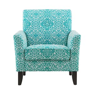 Alex Turquoise Green Damask Arm Chair