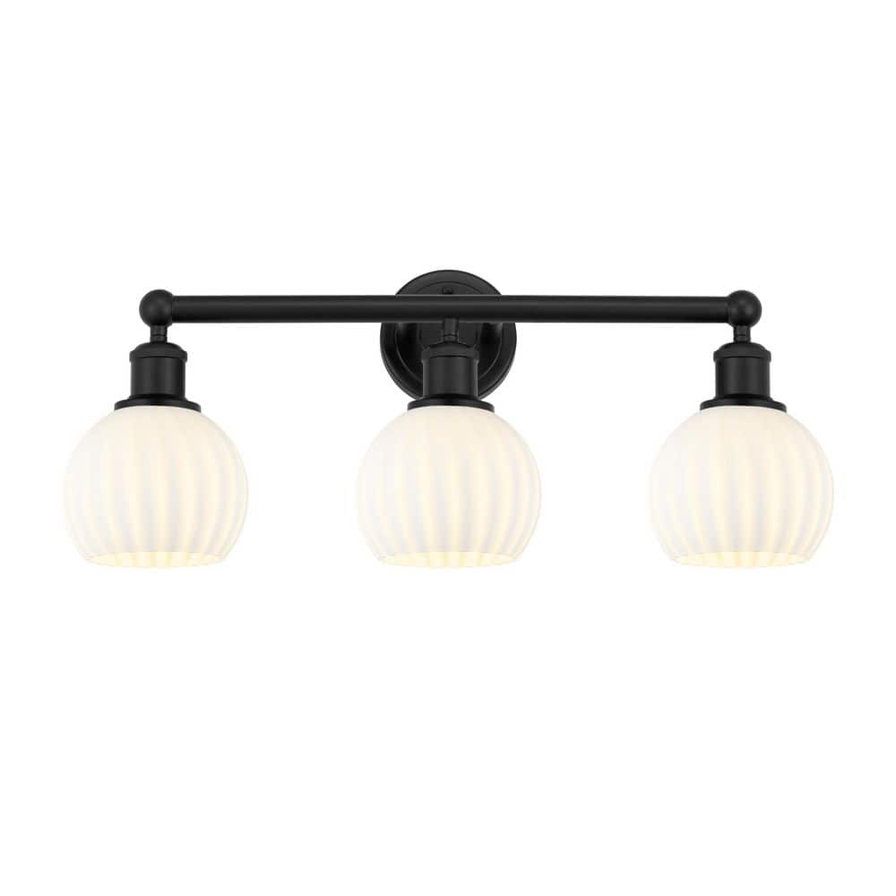 White Venetian 24 in. 3-Light Matte Black Vanity Light with Glass Shade price history on PriceWatchPro