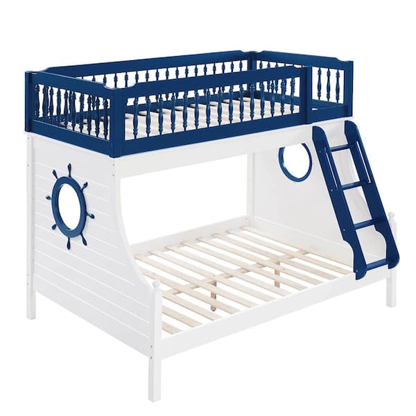 Acme Furniture Farah Navy Blue and White Finish Twin Adjustable Bunk Bed  with Ladder and Solid Wood BD00493 - The Home Depot