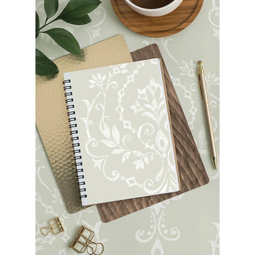 Taupe Damask Self-Adhesive Repositionable Wallpaper Roll