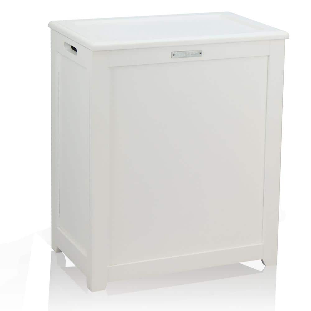 White Rectangular MDF Laundry Hamper with Lid
