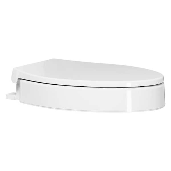 4.3 in. H Lockable Soft-Close Elevated Toilet Seat in White with Lid