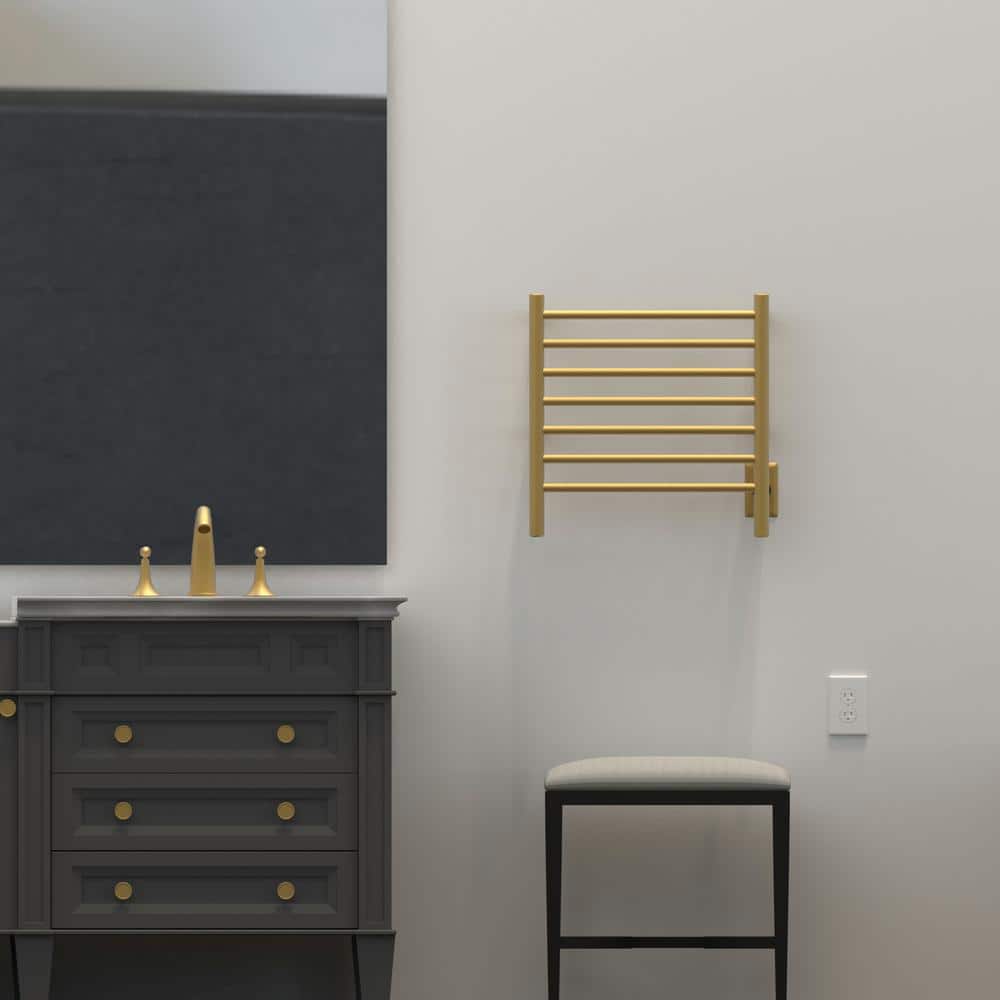 Satin Brass 7-Bar Wall Mounted Towel Warmer