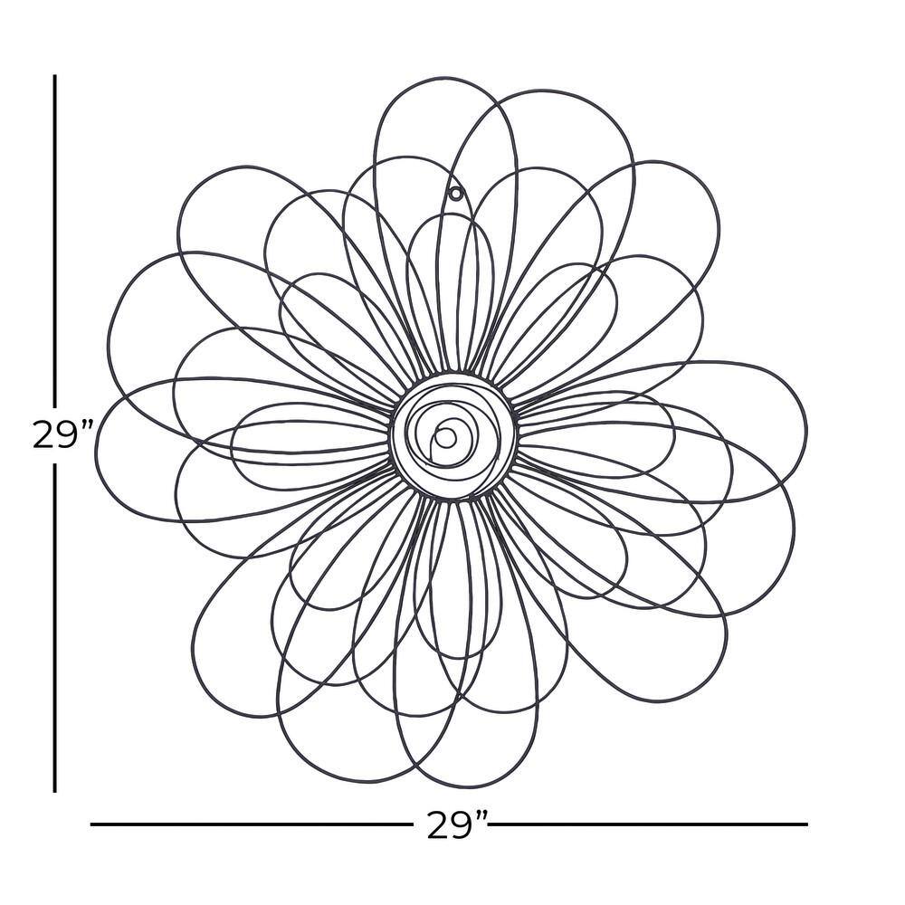 Black 3D Wire Floral Wall Sculpture with Crystal Embellishments