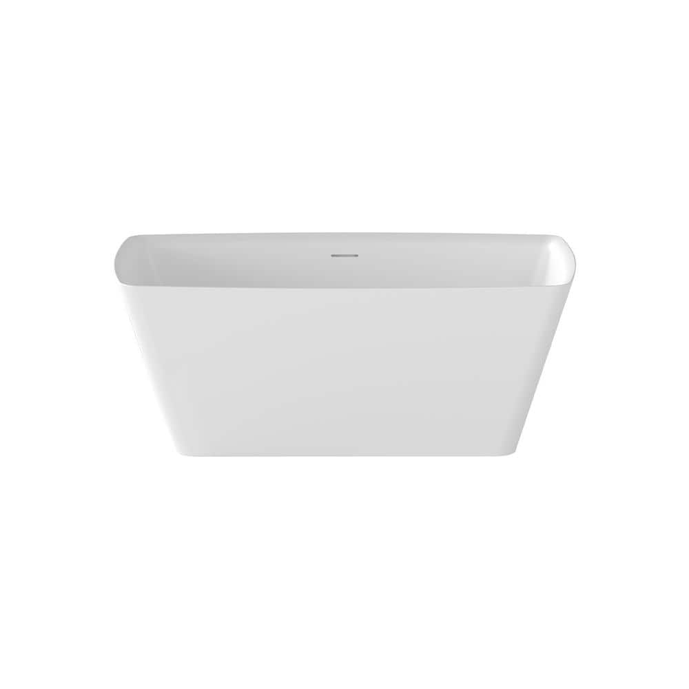 Glossy White Freestanding Acrylic Soaking Bathtub with Chrome Finish