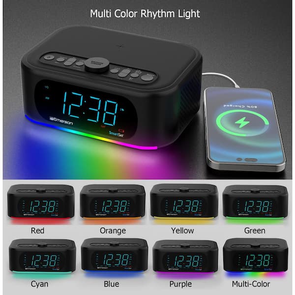 LED Wireless Charger Atmosphere Lamp with Blueto-oth Speaker, Light Up Wireless  Speaker Intelligent LED Table Lamp, Color Changing Timer Alarm Clock Charger  Stand Bedside Table Light for Home Decor 