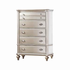 18 in. Silver 5-Drawer Wooden Chest of Drawers