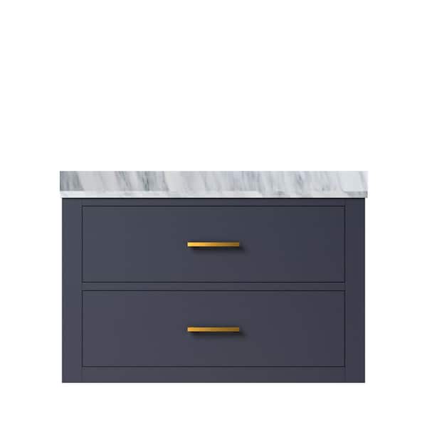 Sherman 30 in. W x 22 in. D Blue Double Bath Vanity with Carrara Marble Top