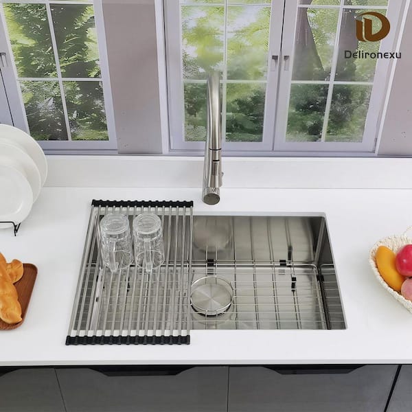 Delironexu 27 in. x 18 in. Undermount Kitchen Sink, 16 Gauge