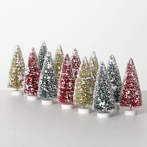 5.25" Boxed Bottlebrush Christmas Tree Set of 12, Multicolor