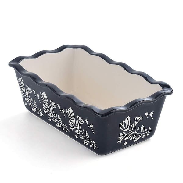 Ceramic Loaf Pan 1-Cup Porcelain Bread Pan Nonstick Bakeware Hand-Painted Pattern for Baking Meatloaf