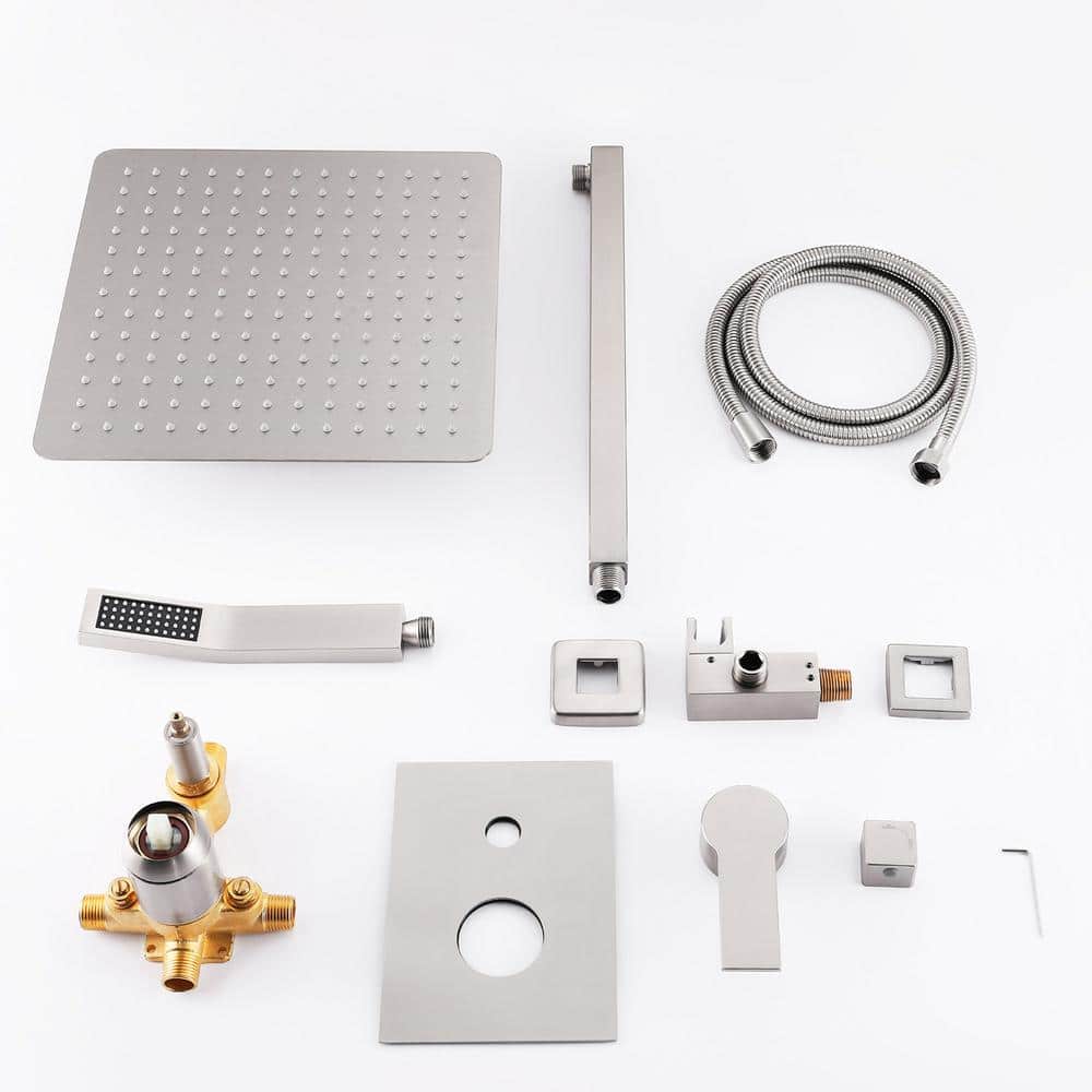 Brushed Nickel 10" Rain Shower Faucet Set with Handheld