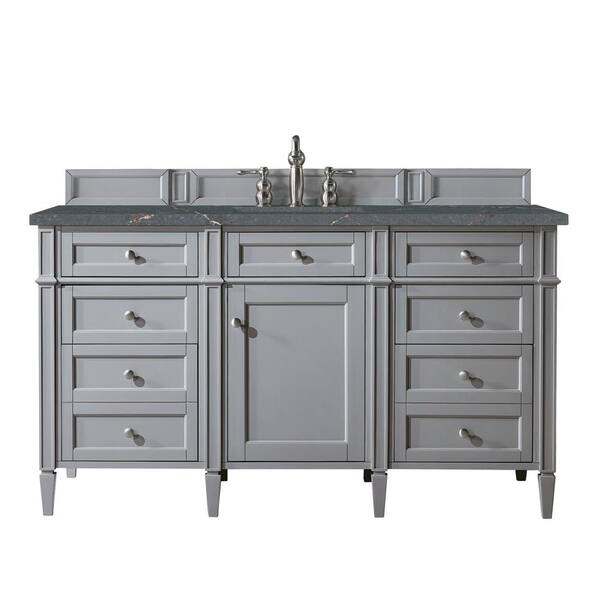 James Martin Vanities Brittany 60.0 in. W x 23.5 in. D x 34.0 in. H Bathroom Vanity in Urban Gray with Parisien Bleu Silestone Quartz Top