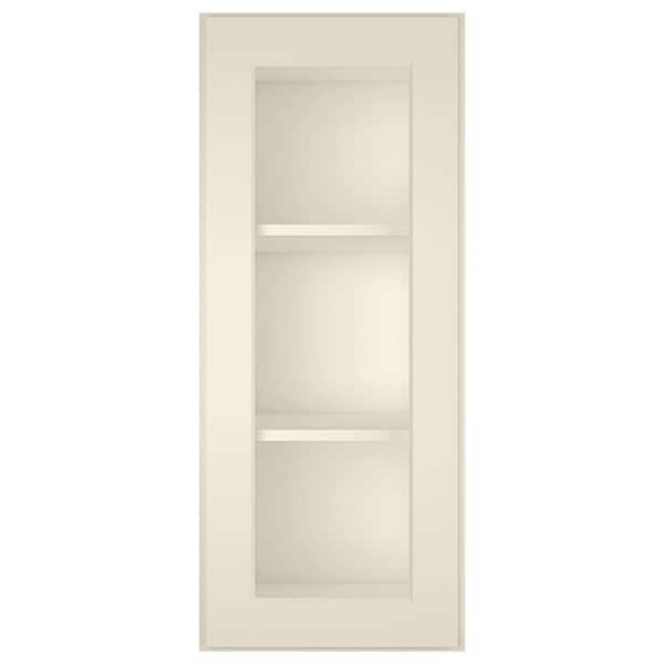 HOMEIBRO 15 in. W X 12 in. D X 36 in. H in Antique White Plywood Ready to Assemble Wall Kitchen Cabinet with 1-Door 3-Shelves