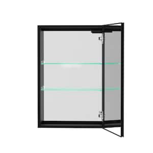 20 in. W x 30 in. H Rectangular Aluminum LED Surface Mounted Medicine Cabinet with Mirror, Right Open, Defogging, Black