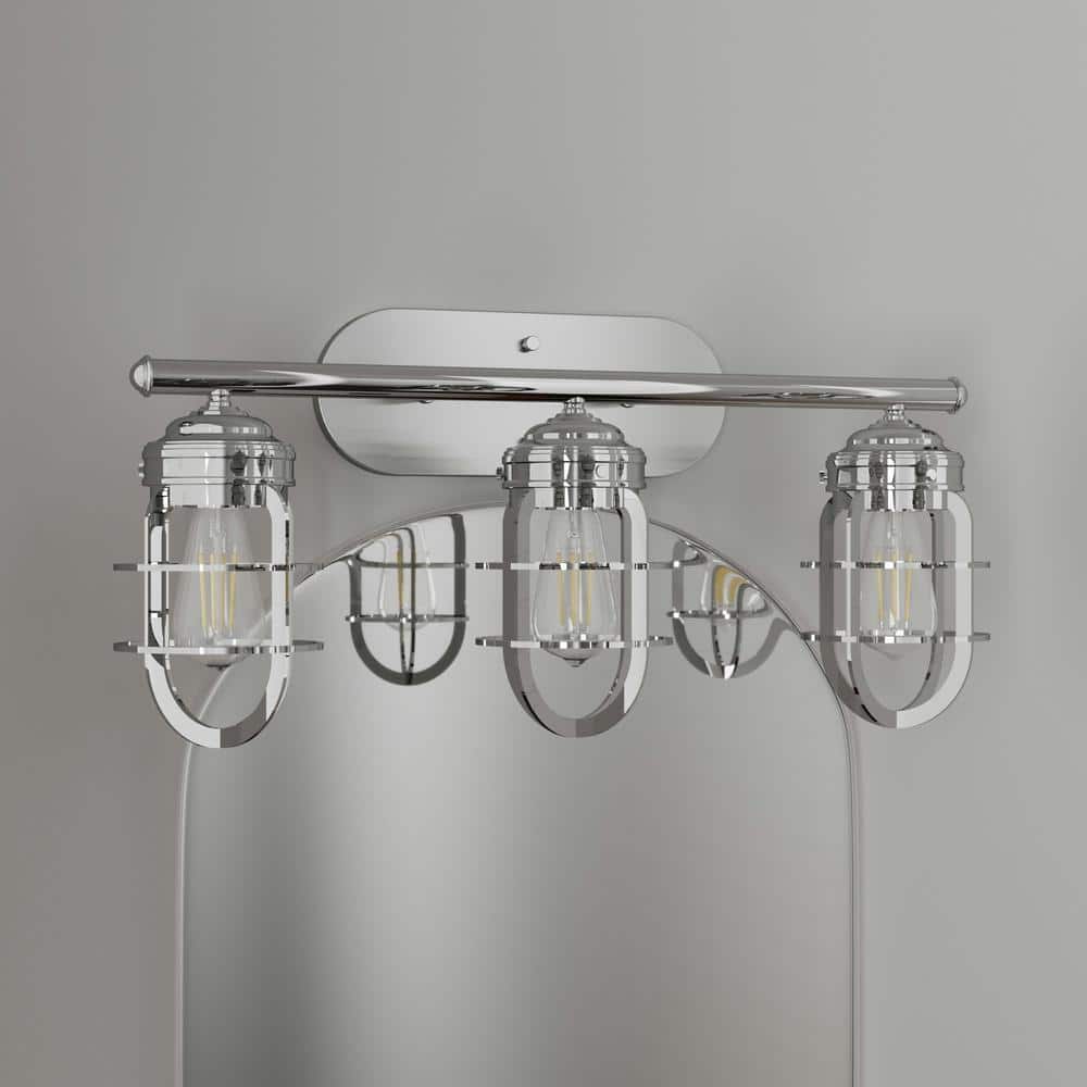 Starklake 24 in. 3-Light Brushed Nickel Wall Sconce with Basket Shade price history on PriceWatchPro