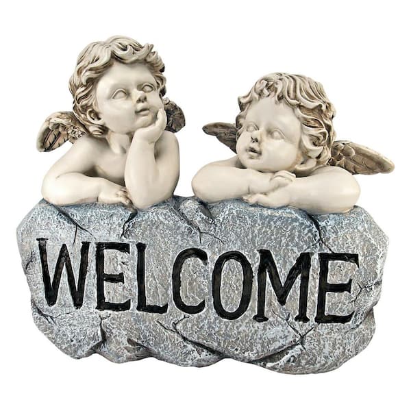 Design Toscano 10 in. H Raphael's Cherub Twins Welcome Statue