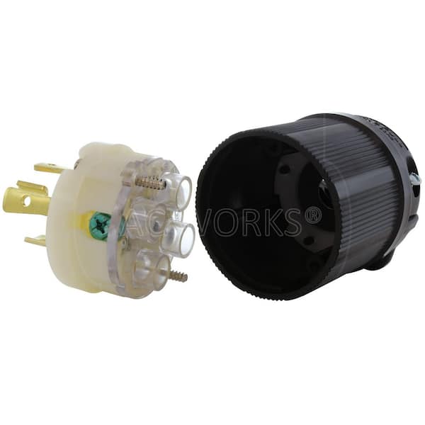 AC WORKS NEMA L17-30P 3-Phase 30A 600V 4-Prong Locking Male Plug