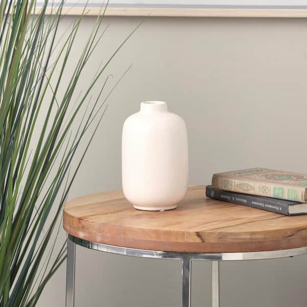 Litton Lane Cream Minimalistic Ceramic Decorative Vase