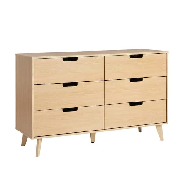 Modern Riviera 6-Drawer 52 in. Dresser with Cutout Handles