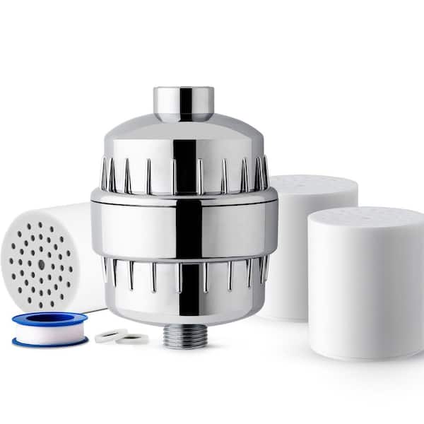 SF2S 33-Stage High Output Universal Shower Filter w/ 2 Extra Cartridges, Chrome, for Better Skin and Softer Hair