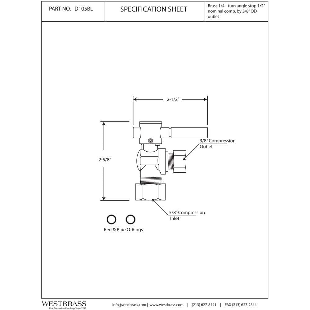 Matte Black 5/8" x 3/8" Angle Stop Valve with Lever Handle