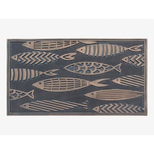 Fish Rubber 18 in. x 30 in. Beautifully Copper Hand Finished, Non-Slip, Durable Heavy Duty Door Mat