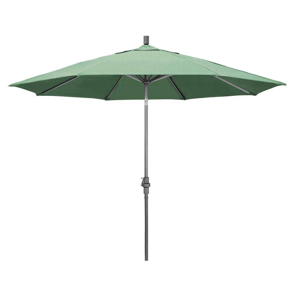 11 ft. Hammertone Grey Aluminum Market Patio Umbrella  Aluminum Ribs Collar Tilt Crank Lift in Spa Pacifica price history on PriceWatchPro