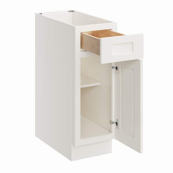 12 in. W x 24. in D x 34.5 in. H Ready to Assemble Floor Base Cabinets with Single Drawer, Single Door in White