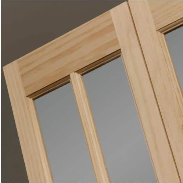 Unfinished Pine 24" x 80" Frosted Glass Bifold Door