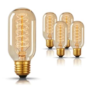 40-Watt Equivalent Vintage T45 Dimmable E26 Base Incandescent Edison Light Bulb 2700K (4-Pack)