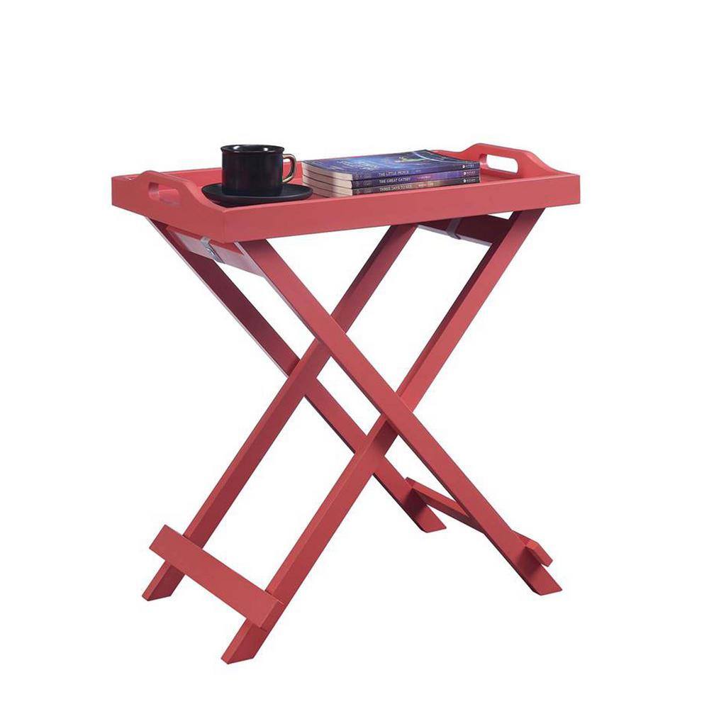Coral Bliss 22" Foldable Tray Table with Solid Wood Legs