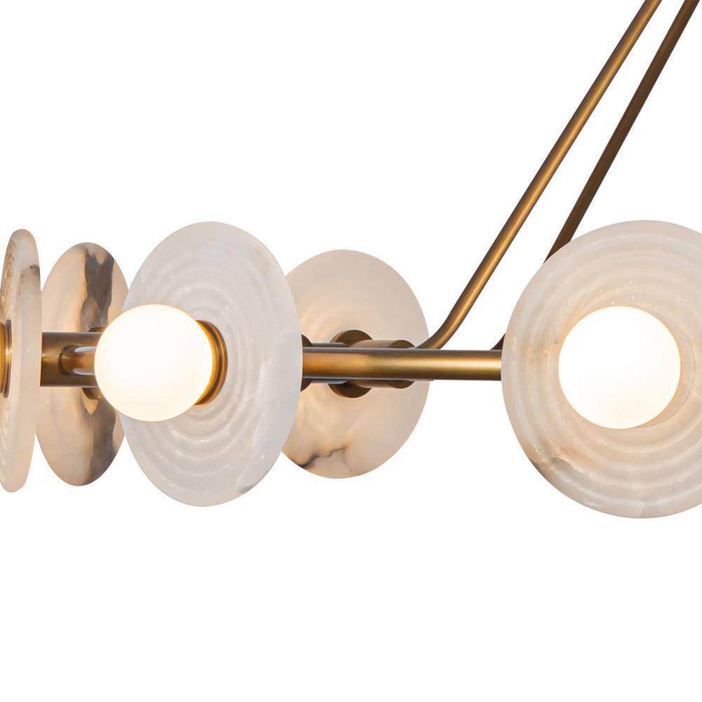 Vintage Brass and Alabaster 12-Light LED Chandelier