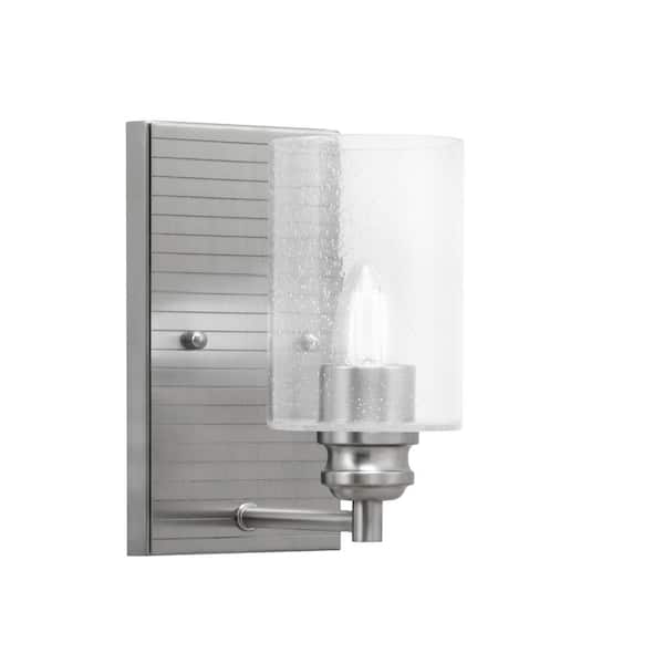 Unbranded Albany 1-Light Brushed Nickel 4 in. Wall Sconce with Clear Bubble Glass Shade