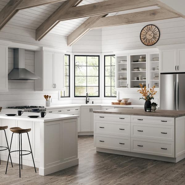 Hampton Bay Designer Series Melvern Assembled 24x34 5x23 75 In Drawer Base Kitchen Cabinet In White d24 Mlwh The Home Depot