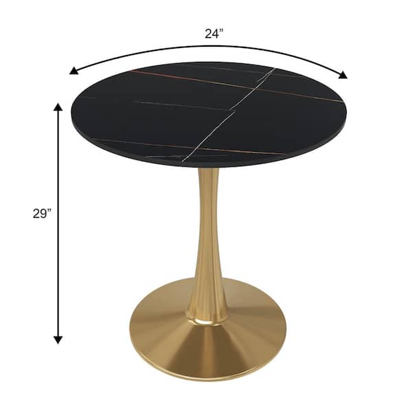 LeisureMod Bristol 24 in. Round Dining Table with Sintered Stone