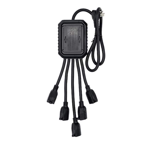 Husky 3 ft. 5-Outlet Power Squid Adapter Extension Cord, Black