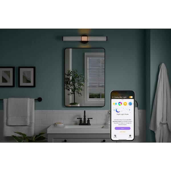 Hampton Bay PENROSE 24 in. SMART Matte Black Perforated LED Vanity