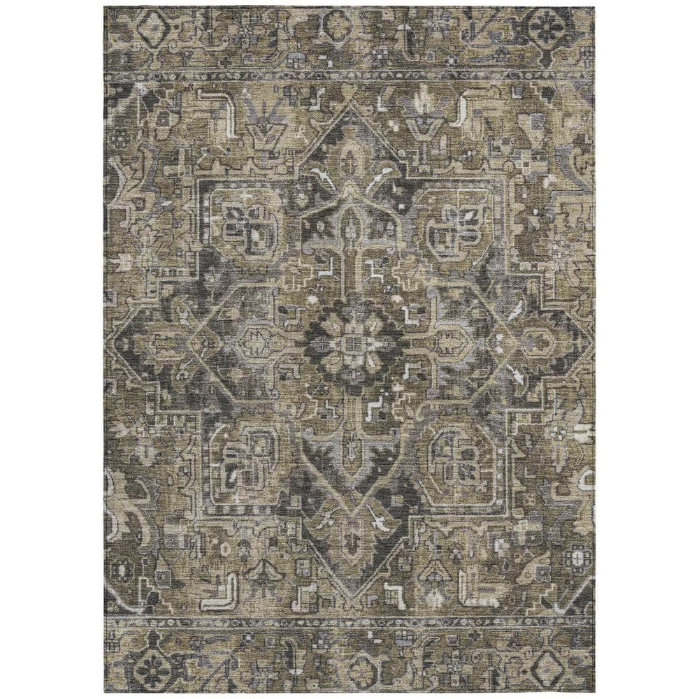 Taupe and Dark Taupe 8 ft. x 10 ft. Woven Oriental Rectangle Indoor/Outdoor Area Rug price history on PriceWatchPro