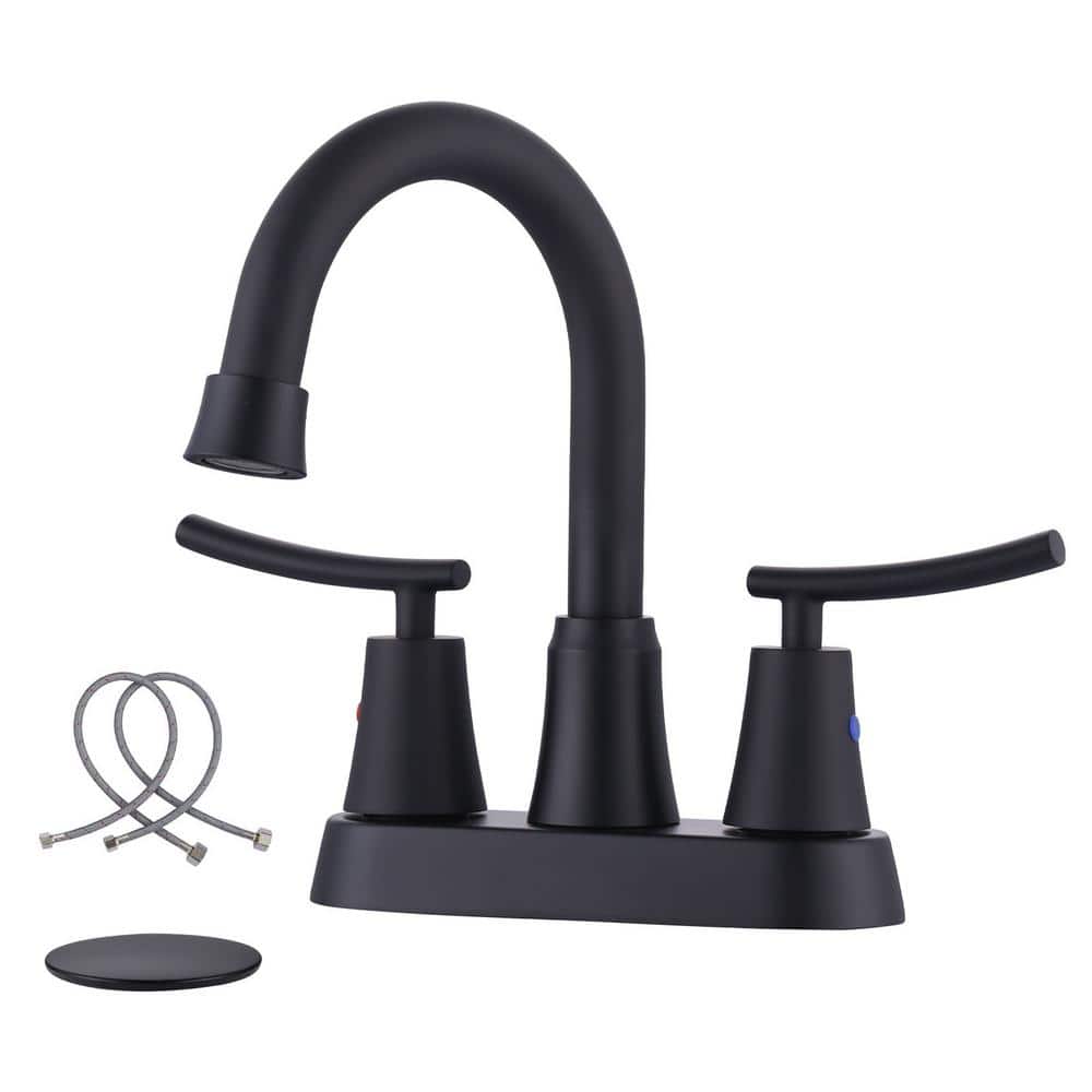 Matte Black Double Handle High Arc Bathroom Faucet