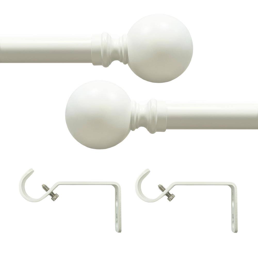 Antique White Adjustable Decorative Rod with Finials, 28-48 Inches