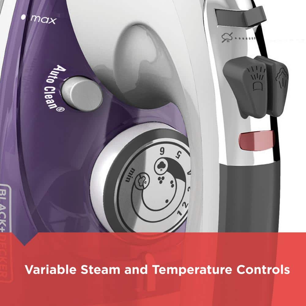 White and Purple Professional Steam Iron with Stainless Steel Soleplate