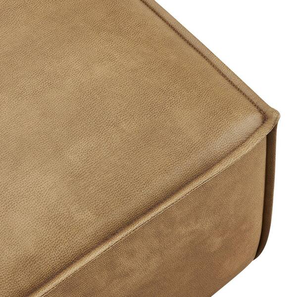 MODWAY Restore Faux Leather Modular Ottoman in Toast-Living Room