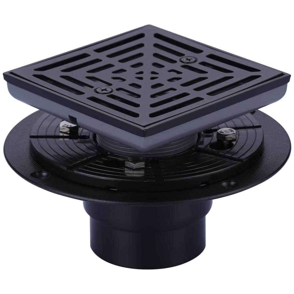4.5 Inch Matte Black Stainless Steel Square Floor Drain